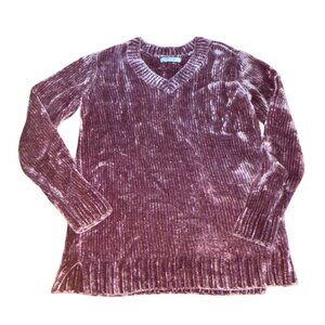 Orvis Women's Chenille V-Neck Tunic Pullover Sweater in Mauve/Dusty Rose